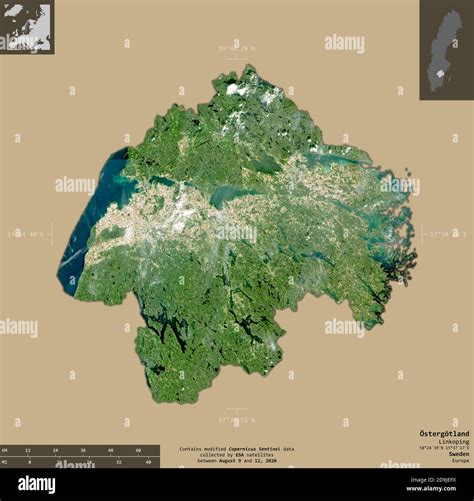 Ostergotland County Of Sweden Sentinel 2 Satellite Imagery Shape