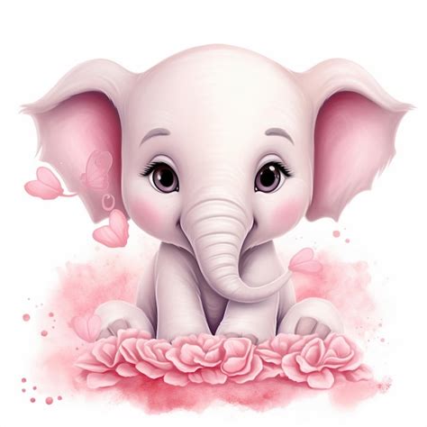 Premium Photo | Cute Baby Elephant Pink Valentines Day clipart