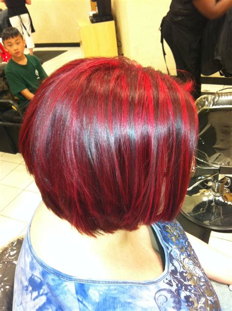 Cool red chunky highlights with a 6rv done by yours truly :) | Hair