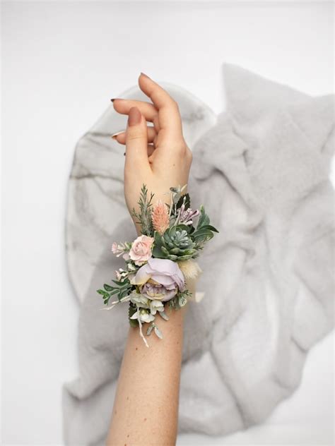 Wrist Corsage And Boutonniere Set Lilac Corsage Succulent Etsy