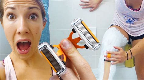 Shaving My Legs With 12 Razor Blades YouTube