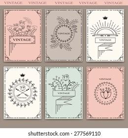 Set Vintage Postcards Flowers Stock Vector (Royalty Free) 277569110 ...