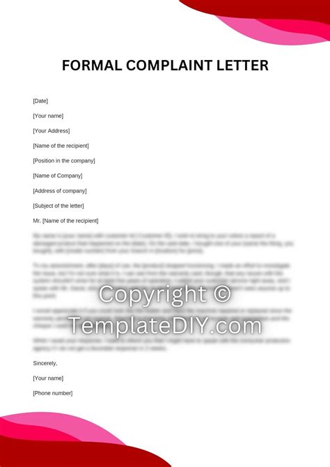 Formal Complaint Letter Sample with Examples [Word]