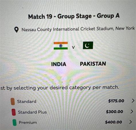 India Vs Pakistan New York Tickets Icc T World Cup