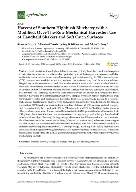 Pdf Harvest Of Southern Highbush Blueberry With A Modified Over The