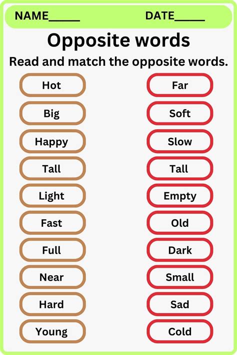Opposite Adjectives Worksheet 
