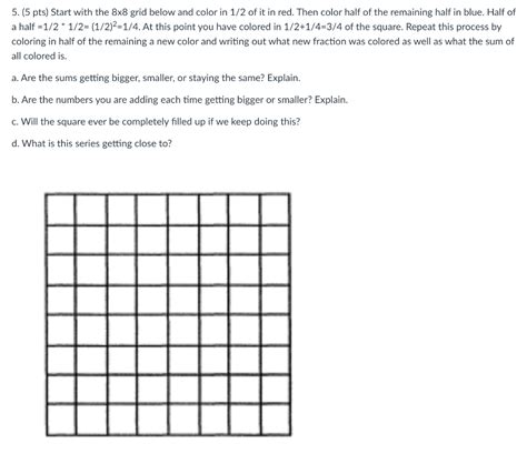 Solved 5 5 Pts Start With The 8x8 Grid Below And Color In