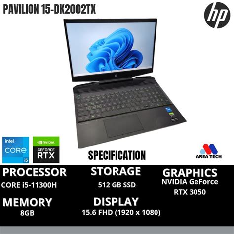 Jual HP Pavilion Gaming 15 Dk2002tx I5 11300H RTX3050 512GB SSD 8GB