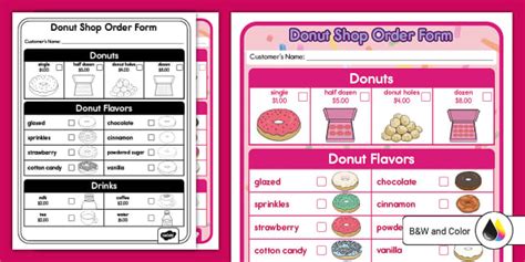 Donut Shop Dramatic Play Order Form Profesor Hizo Twinkl