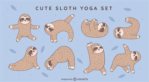 Cute Yoga Sloth Character Set Vector Download