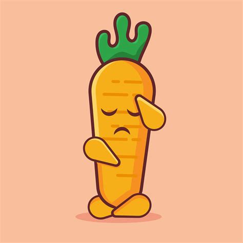 Cute Carrot Mascot With Sad Gesture Vector Illustration In Flat Style Design 6461932 Vector Art