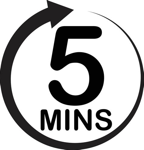 Five Minutes Icon On White Background 5 Minutes Sign Every 5 Minutes