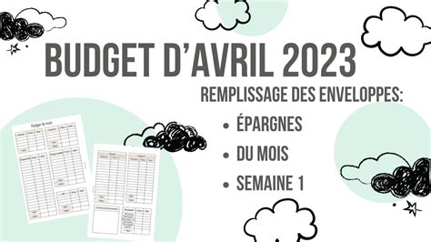 BUDGET D AVRIL REMPLISSAGE DES ENVELOPPES YouTube