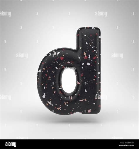 Letter D lowercase on white background. 3D rendered font with black ... 