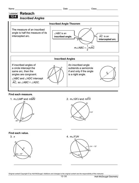 Practice Inscribed Angles Worksheet Answers