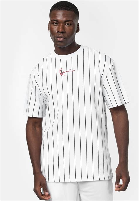 Karl Kani Small Signature Pinstripe Tee Tricou Cu Imprimeu Blanco