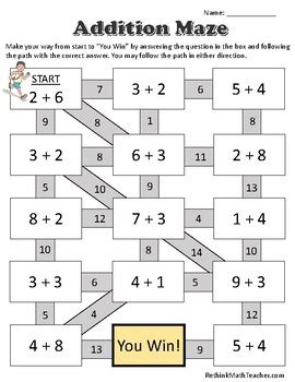 Grade 1 Rapunzel Addition Maze Worksheet