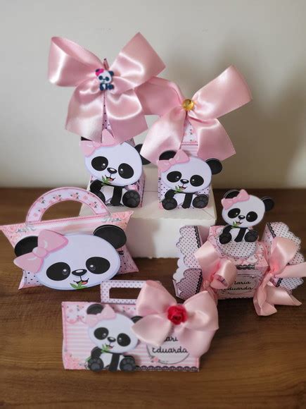 Kit Panda Rosa Claro 20 Peças Elo7 Produtos Especiais