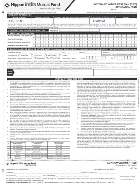 Fillable Online Systematic Withdrawal Plan SWP Set Up Form Fax Email