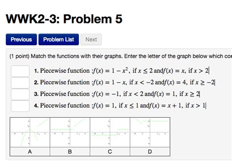 Solved Match The Functions With Their Graphs Enter The