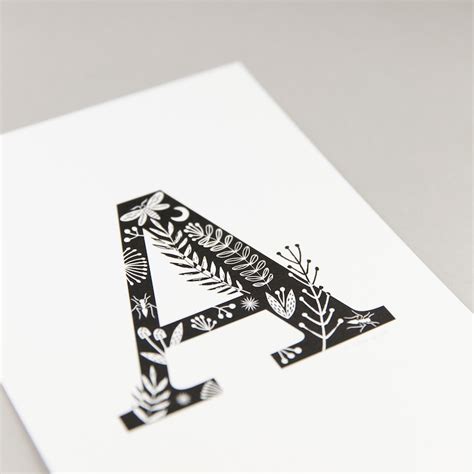 A4 Letter Print Folk Art Alphabet Design Letters A I Etsy Uk