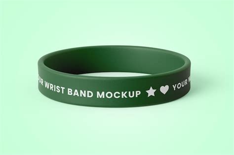 Premium PSD | Wrist band mockup on mint green background