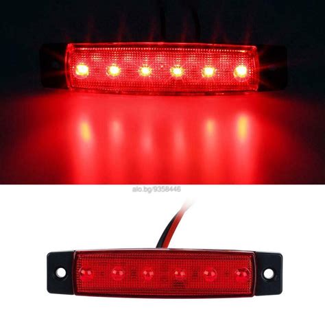24V 10 Броя ЧЕРВЕНИ Диодни Габарити Рибка 6 диода за камион платформа ...