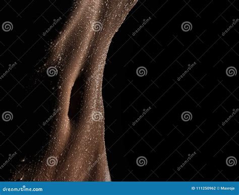 Bodyscape Of A Nude Wet Belly Royalty Free Stock Photography