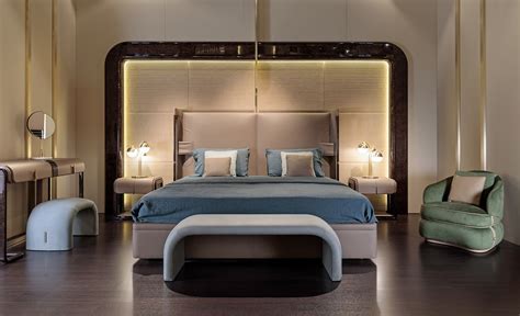 Eclipse Leather Double Bed With Upholstered Headboard By Turri Design