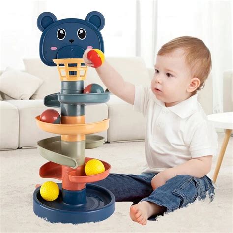 Juguete Montessori para bebé torre de bolas rodantes juegos