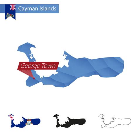 Cayman Islands blue Low Poly map with capital George Town. 18818050 ...