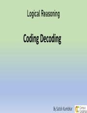 Coding Decoding Pdf Logical Reasoning Coding Decoding By Satish