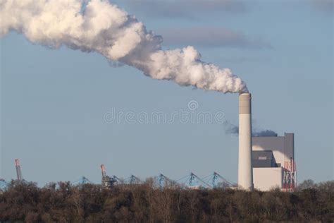 Industrial Building with Pollution Stock Image - Image of plant ...