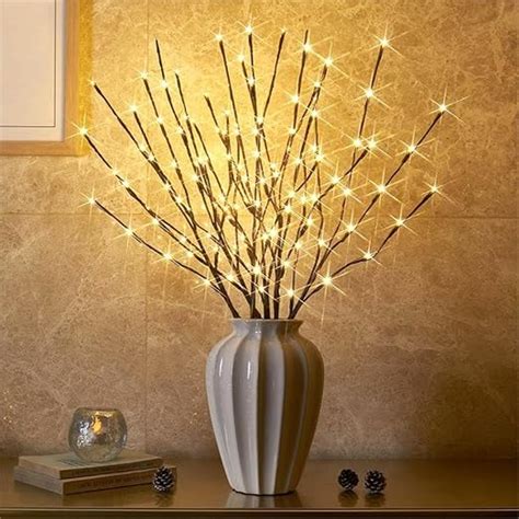 Eambrite Pk Lighted Branches Brown Twig Stake With Led Warm White