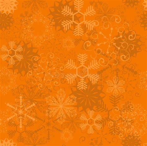 Vector Orange Seamless Snowflake Pattern Eps 10 Stock Illustration