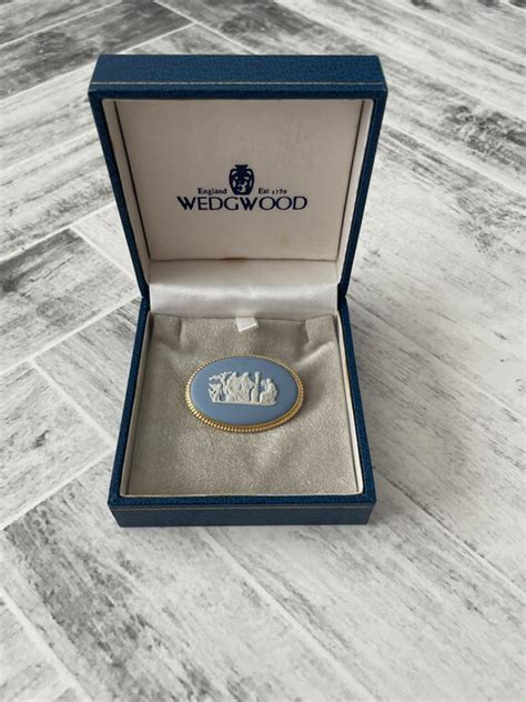 Wedgwood Jasperware Blue Brooch Gem