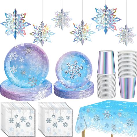 Amazon.com: Uiifan 87 Pcs Frozen Birthday Party Supplies Tableware Set ...