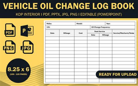 Vehicle Oil Change Log Book Afbeelding Door Ladamgraphics Creative