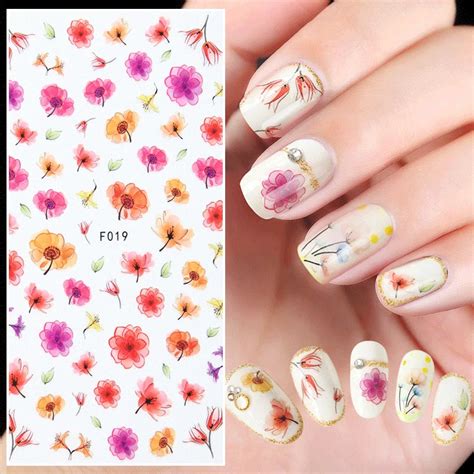 Flower Decals Nail Sticker Blooming Flower Nail Art Decals Nail Art