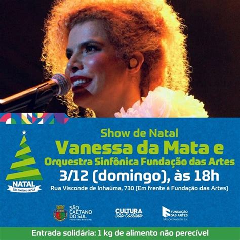 São Caetano terá show Vanessa da Mata e atrações de Natal neste fim