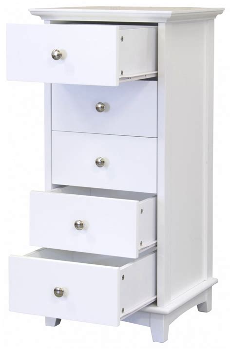 Gfw Toulouse White 5 Drawer Narrow Chest By Gfw