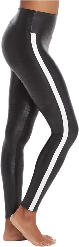 Spanx Faux Leather Leggings For Women Tummy Control With Side Stripe