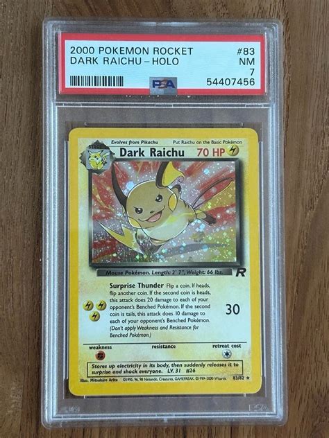 Pokémon 1 Graded card 2000 Dark Raichu Holo PSA 7 Catawiki