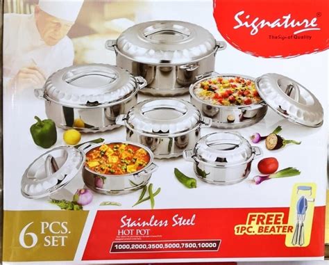 Signature Stainless Steel Hot Pot 6pcs Hot Pots 1L 2L 3 5L 5L 7 5L 10L