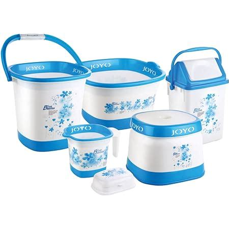 Joyo Better Homes Deluxe Square Floral Printed Bathroom Set Blue