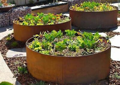 Large Planter Circular Rustic Steel Raised Flower Bed Tree Landscape