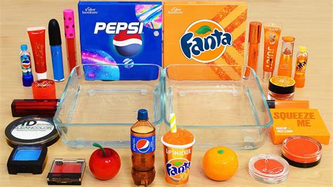 Pepsi Vs Fanta Mixing Makeup Eyeshadow Into Slime Asmr Youtube