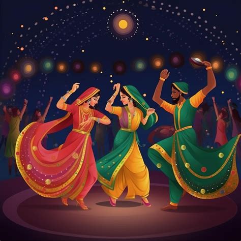 Premium Photo Dandiya Night Celebration On Navratri