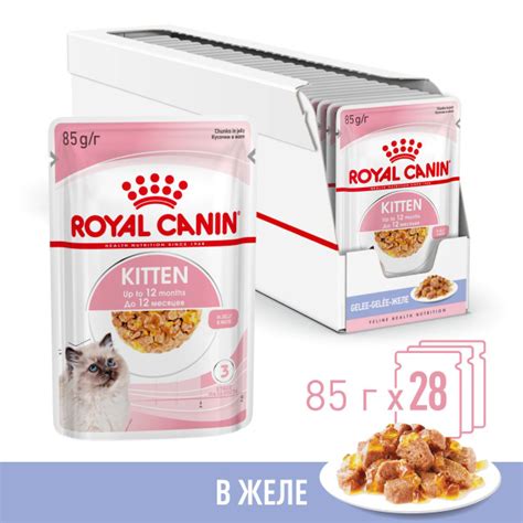 Влажный корм для котят Royal Canin Kitten в желе 85 г х 28 шт - купить ...