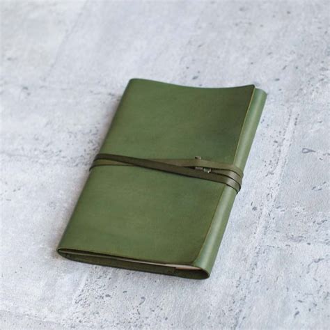 A Size Green Handmade Refillable Leather Journal Notebook Book Cover